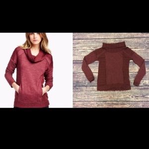 EUC Lucky Brand Red Drapey Swit Mix Pullover Sz XS